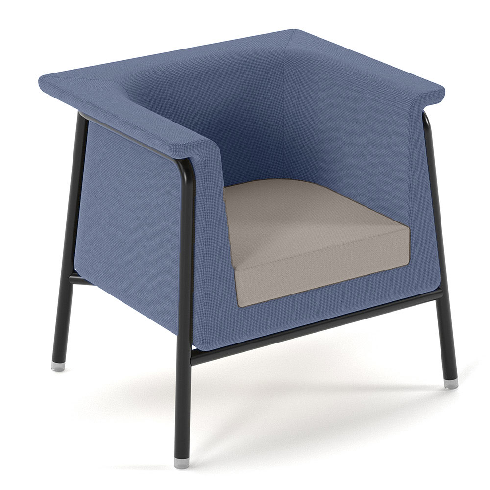 Addison Single Seater Armchair With Black Metal Frame And Legs - Made To Order - Range Blue