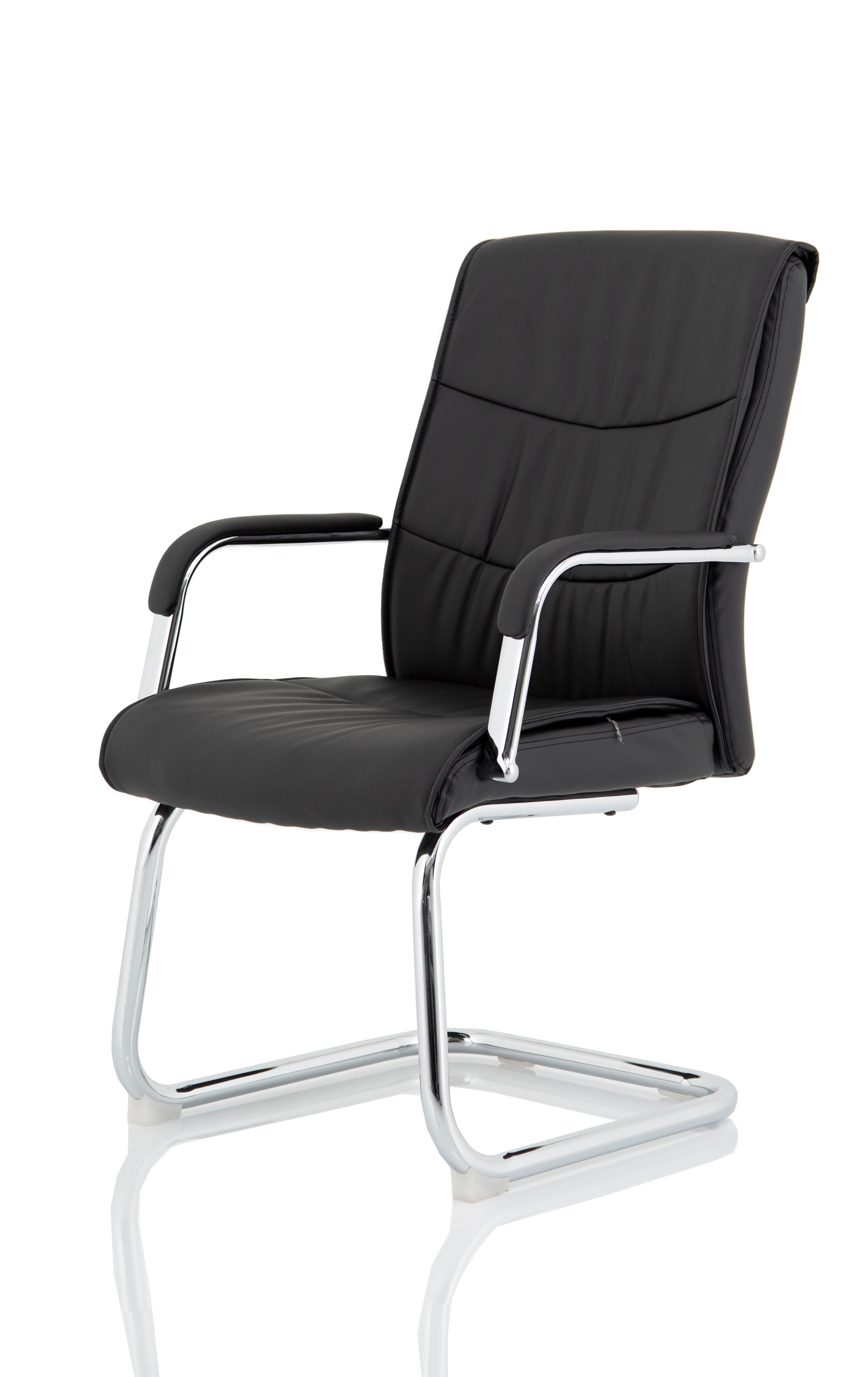 Carter Luxury Faux Leather Cantilever Chair With Arms - Black