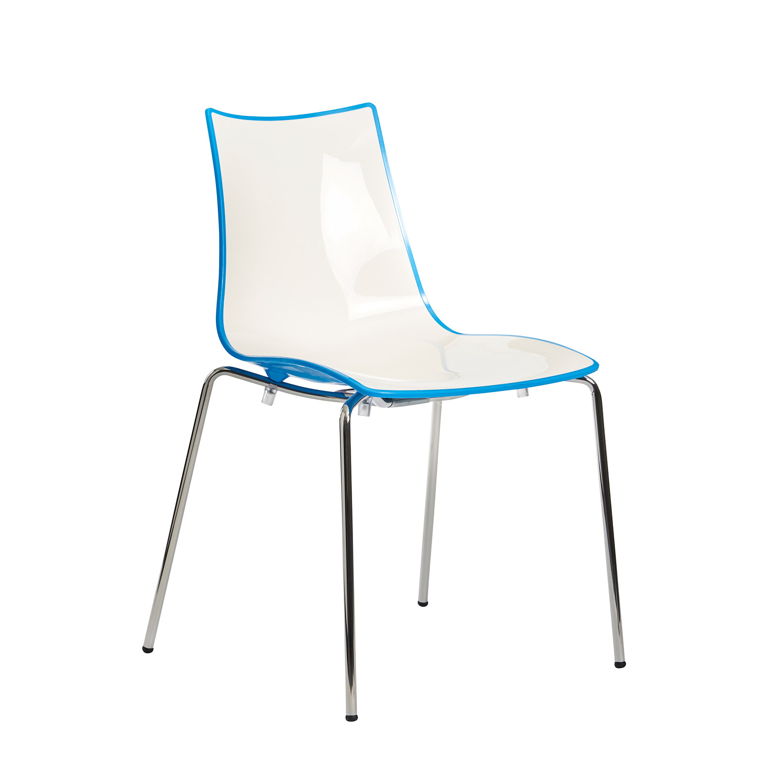 Gecko Cafe and Bistro Indoor Chair with Chrome Legs - Blue
