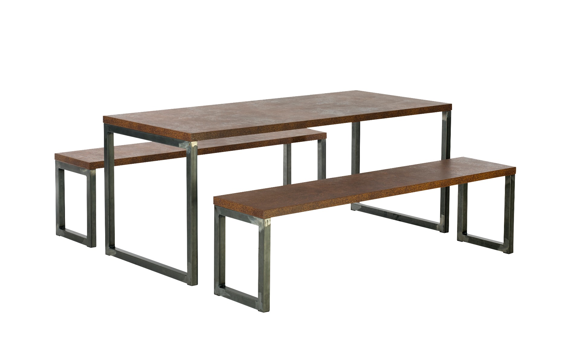 Worx 4 Seater Rustic Canteen Dining Table & Bench Set